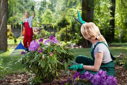 Gardening team separating green waste for recycling in Upminster Bridge