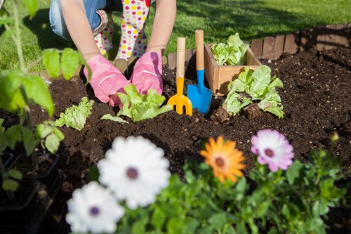 Upminster Bridge garden planting scheme with shrubs, borders, and seasonal colour